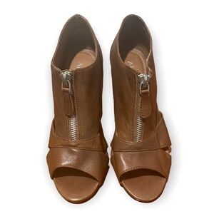 ✅ Aldo Anastacia Open Toe Leather Brown Ankle Boots Sz 37